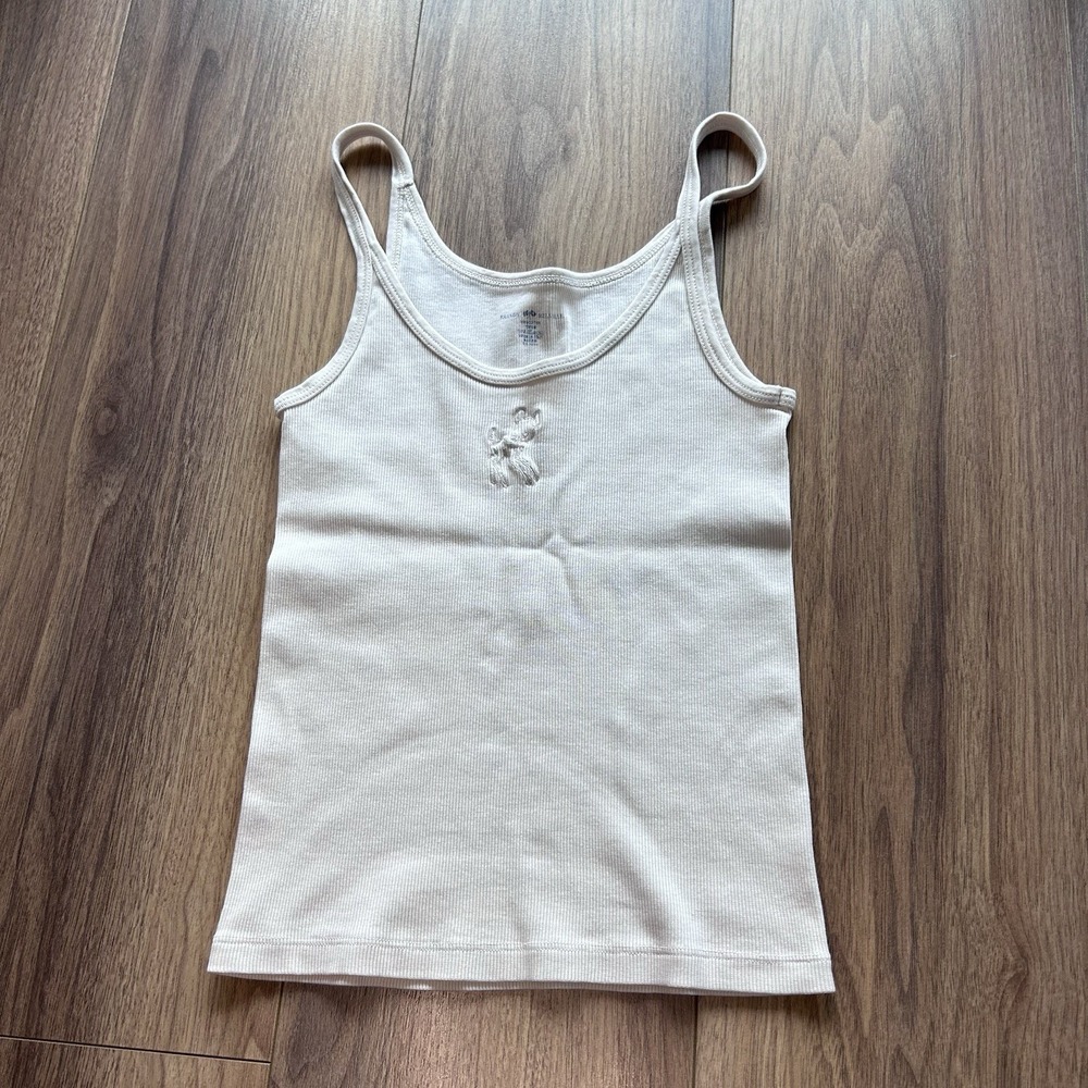 Brandy Melville One Size Cotton Bambi Deer Embroidered Tank Light Pink‎